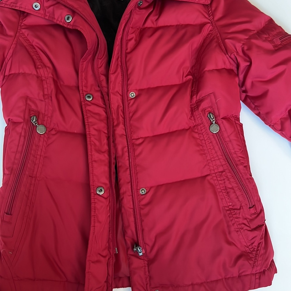 Calvin Klein Womens Full Zip Duck Down Red Puffer Coat Jacket PS - Picture 10 of 15